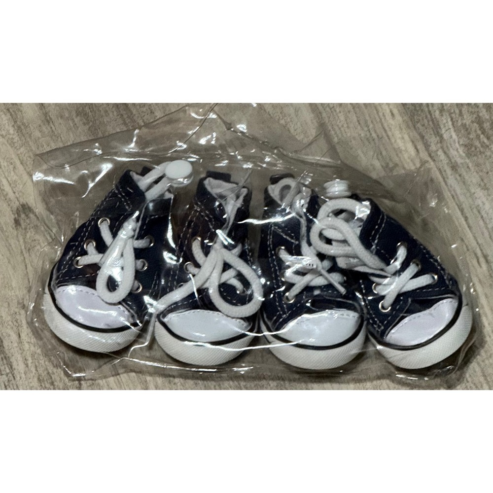 Pet‎ Dog Shoes Sneakers Denim Canvas Paw Protector Boots Size 4